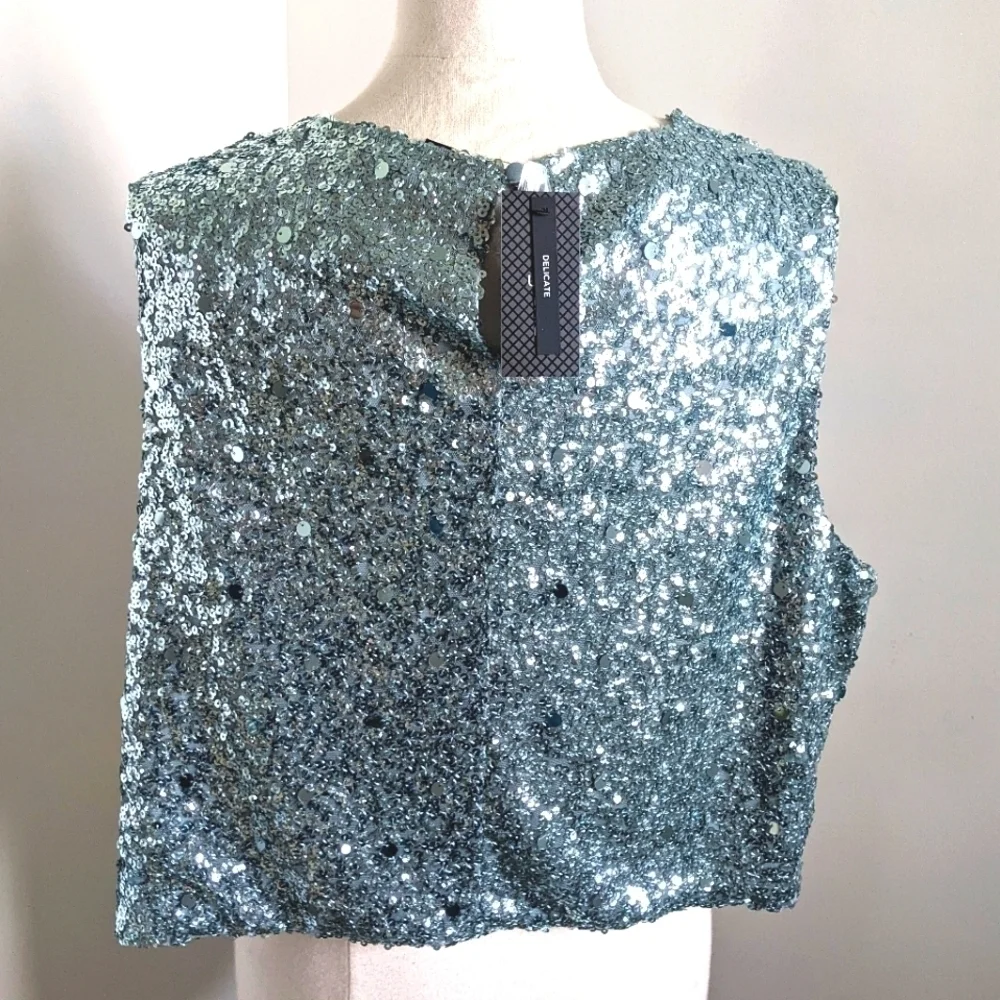 CITY Chic Blue Topaz Sequin Top 22 Maximalist Dopamine Dressing Party